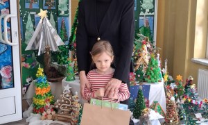 Wręczenie nagród i dyplomów za udział w Rodzinnym Konkursie Plastycznym na Najpiękniejszą Choinkę - Zdjęcie 13